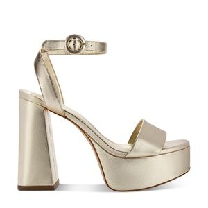 Larroude Dolly Sandal In Gold Metallic Leather